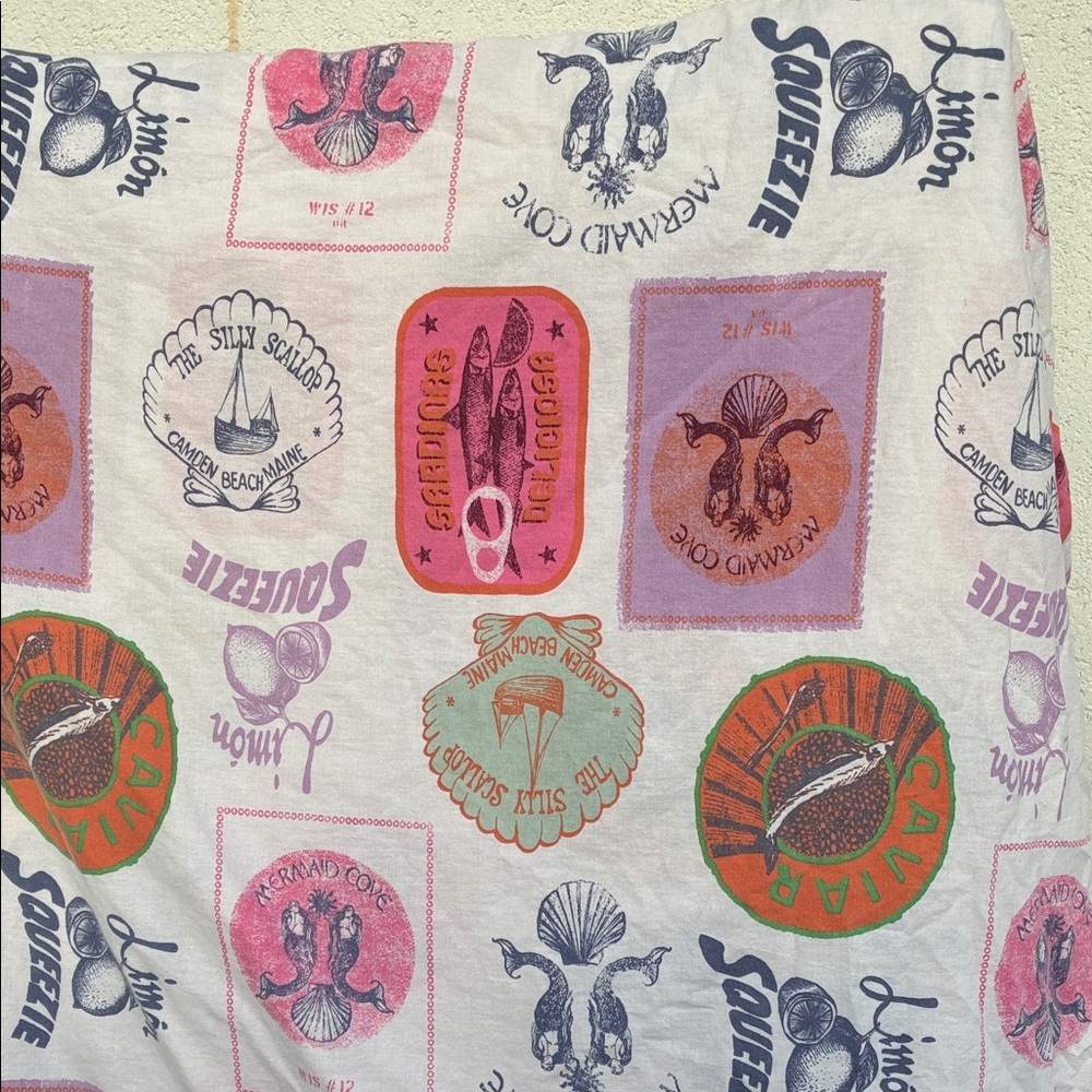 Urban Outfitters bottom sheet mermaid cove print. Could also be used for fabric